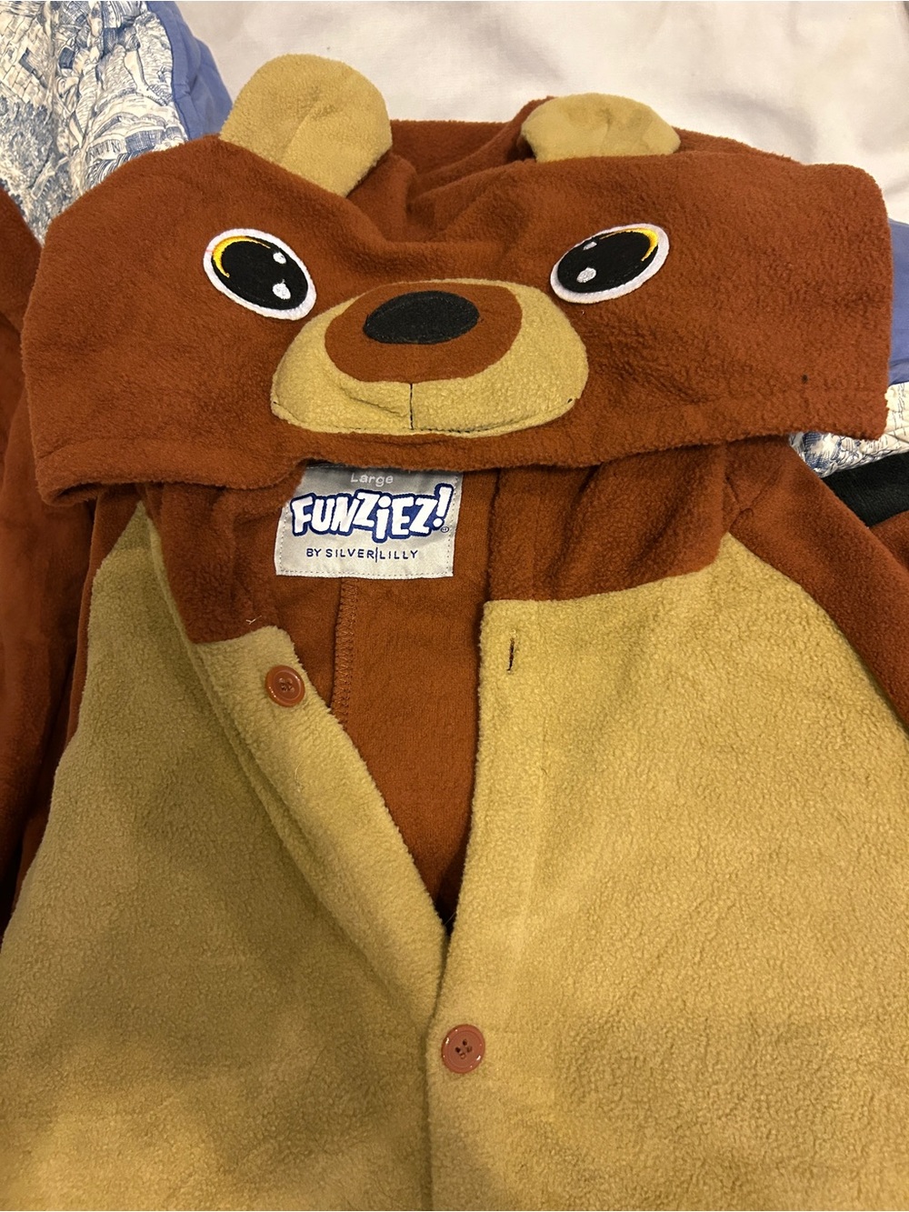 Adult Unisex Bear Hooded Onesie Costume with Tan Belly - Picture 7 of 7
